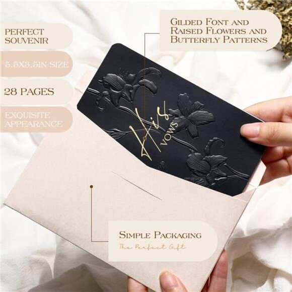 His & Her Wedding Vow Books – Elegant Embossed Set for Couples Wedding His & Her - Picture 2 of 6